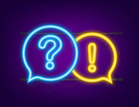 Question and Answer banner. Neon icon. Megaphone banner. Web design. Vector Illustrazione stock