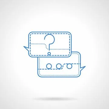 Question and  answer blue flat line vector icon Stock Illustration