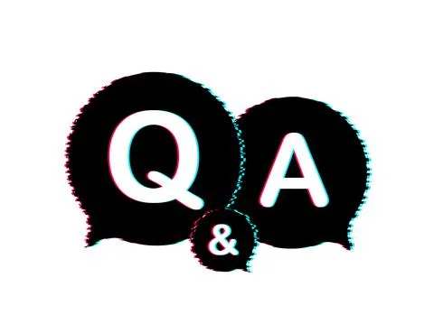 Question and Answer Bubble Chat on white background. Glitch icon. Vector stock Stock Illustration