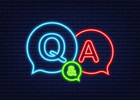 Question and Answer Bubble Chat. Neon icon. Vector stock illustration. Stock Illustration