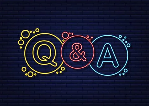 Question and Answer Bubble Chat on dark background. Neon icon. Vector stock Illustrazione stock