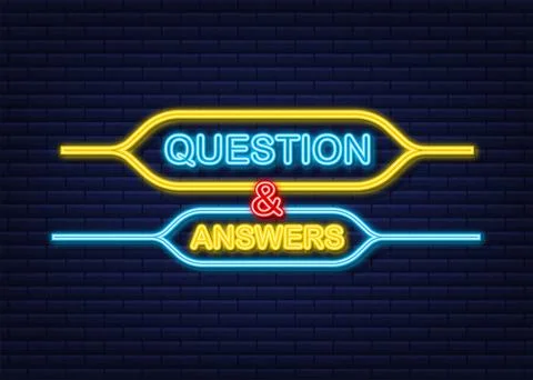 Question and Answer Bubble Chat neon icon. Stock Illustration