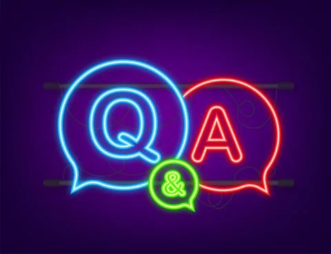 Question and Answer Bubble Chat. Neon icon. Vector stock illustration Stock Illustration