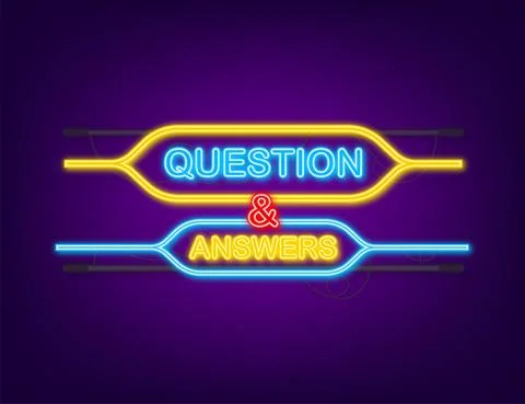 Question and Answer Bubble Chat neon icon Stock Illustration
