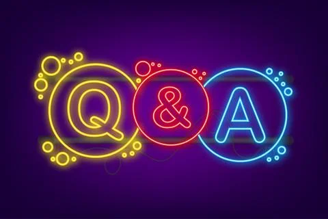 Question and Answer Bubble Chat. Neon icon. Vector stock illustration Stock Illustration