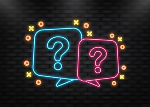 Question and Answer Bubble Chat neon icon. Vector illustration Illustrazione stock