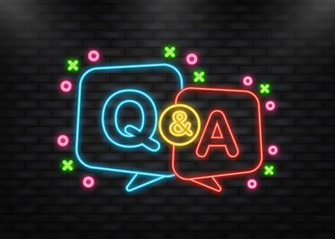 Question and Answer Bubble Chat neon icon. Vector illustration Stock Illustration