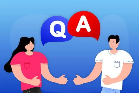 Question and Answer Bubble Chat icon. Vector illustration 스톡 일러스트