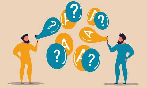 Question and answer with bubble query. Customer people ask and user solution  Stock Illustration