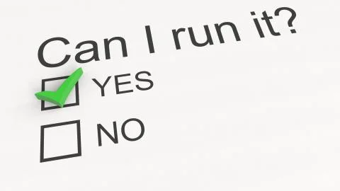 Question and answer: Can I run it - Yes. Conceptual 3D rendering Stock Illustration
