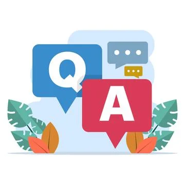 Question and answer concept. Ask and Answer with bubble chat icon. Stock Illustration