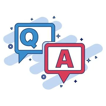 Question and answer concept. Ask and Answer with bubble chat icon. Stock Illustration