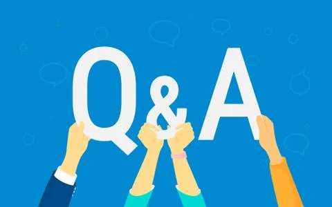 Question and answer concept illustration of human hands hold letters Q and A Illustrazione stock