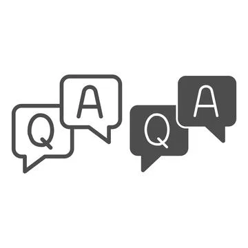 Question and answer dialogues line and solid icon, online education concept, Q Stock Illustration