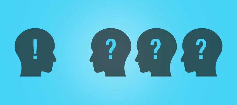 Question and answer, Exclamation points on invisible figures of a person's .. Stock Photos