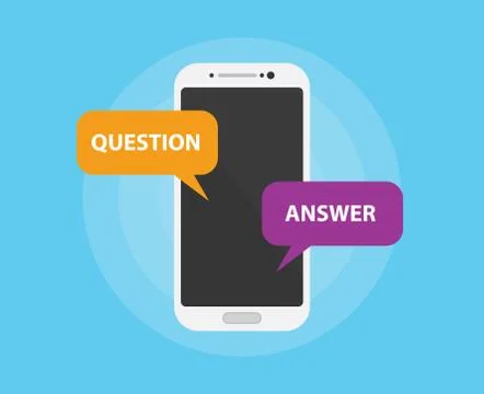 Question and answer faq with smartphone and bubble speech text Illustrazione stock