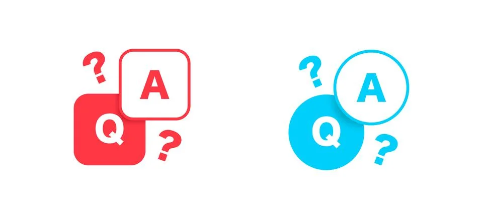 Question and answer flat icon in square and round bubble. Isolated vector i.. Stock Illustration