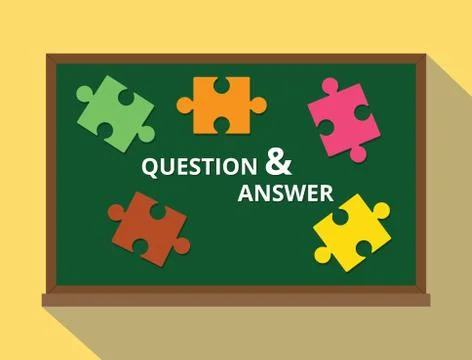 Question and answer in green board puzzle concept vector Stock Illustration