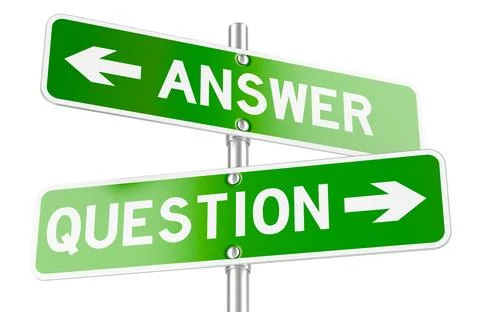 Question and Answer green direction arrows, street signs. 3D rendering Stock Illustration