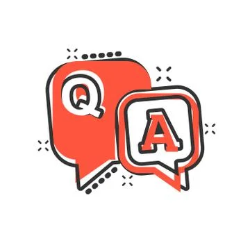 Question and answer icon in comic style. Discussion speech bubble vector cart Stock Illustration
