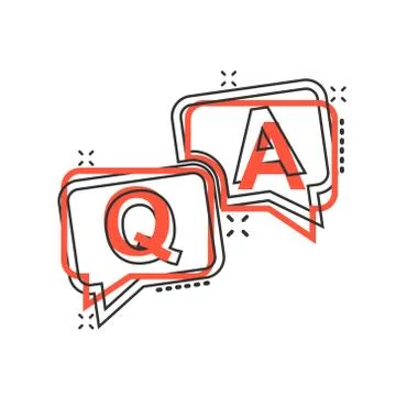 Question and answer icon in comic style. Discussion speech bubble vector cart Stock Illustration
