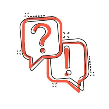 Question and answer icon in comic style. Dialog speech bubble cartoon vector  Stock Illustration