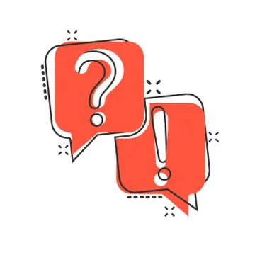 Question and answer icon in comic style. Dialog speech bubble cartoon vector  Stock Illustration