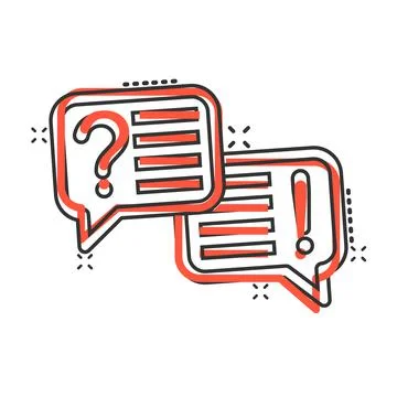 Question and answer icon in comic style. Dialog speech bubble cartoon vector  Stock Illustration