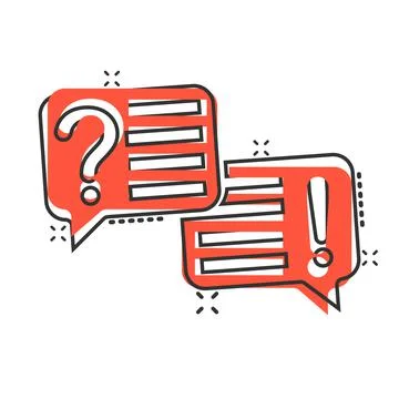 Question and answer icon in comic style. Dialog speech bubble cartoon vector  Stock Illustration