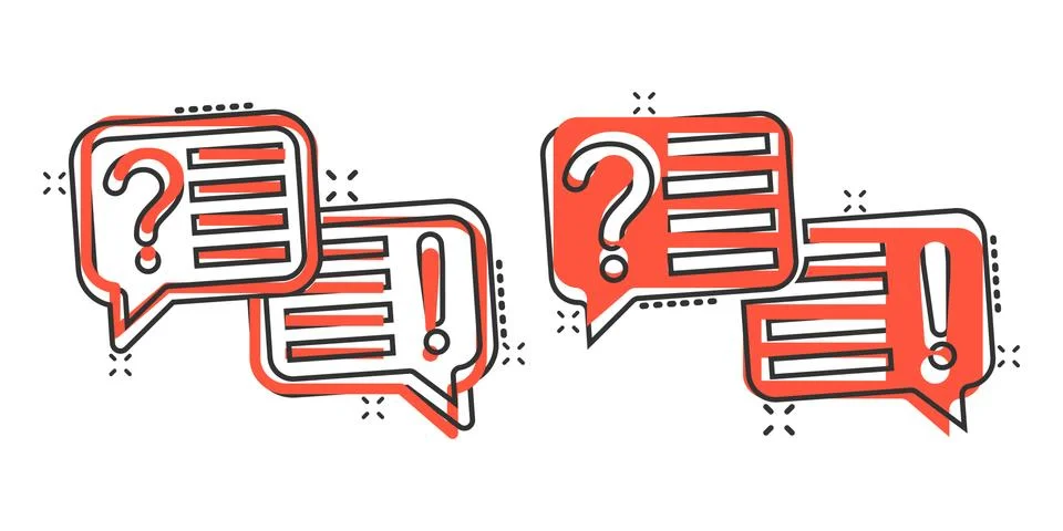 Question and answer icon in comic style. Dialog speech bubble cartoon vector  Stock Illustration
