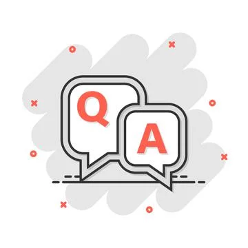 Question and answer icon in comic style. Discussion speech bubble vector cart Stock Illustration