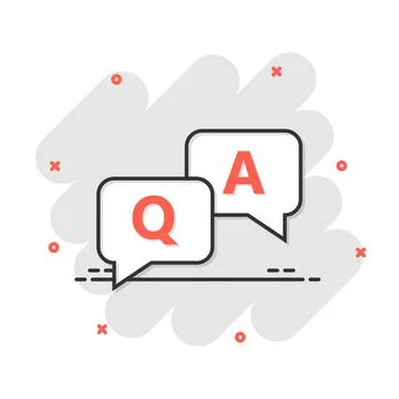 Question and answer icon in comic style. Discussion speech bubble vector cart Stock Illustration