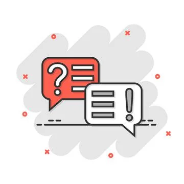 Question and answer icon in comic style. Dialog speech bubble cartoon vector  Stock Illustration