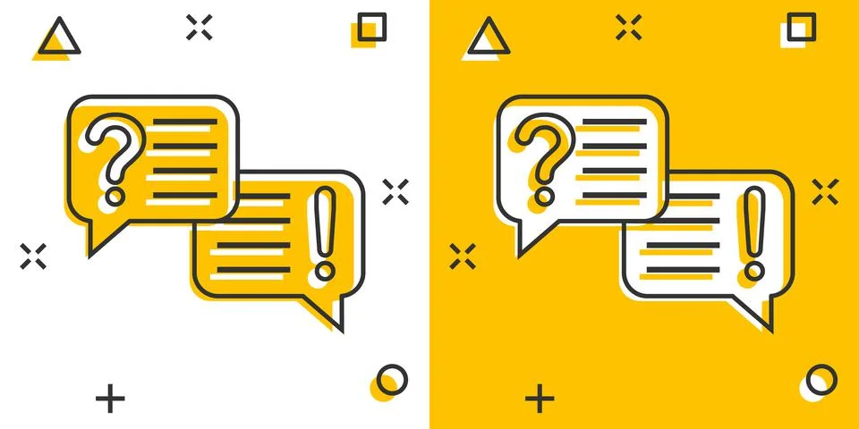 Question and answer icon in comic style. Dialog speech bubble cartoon vector  Stock Illustration