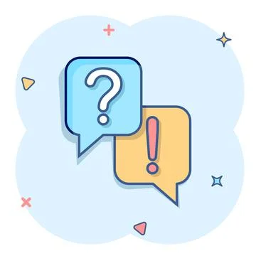 Question and answer icon in comic style. Dialog speech bubble cartoon vector  Stock Illustration