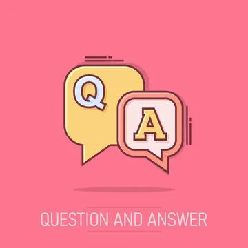Question and answer icon in comic style. Discussion speech bubble vector ca.. Stock Illustration