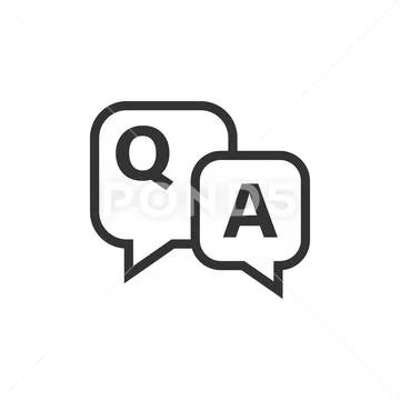 Question and answer icon in flat style. Discussion speech bubble vector illus Stock Illustration