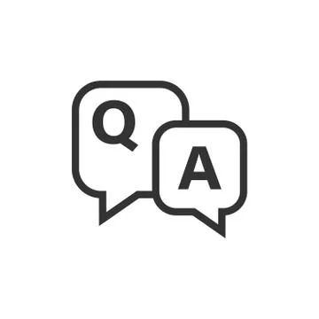 Question and answer icon in flat style. Discussion speech bubble vector illus Stock Illustration