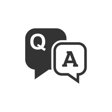 Question and answer icon in flat style. Discussion speech bubble vector illus 스톡 일러스트