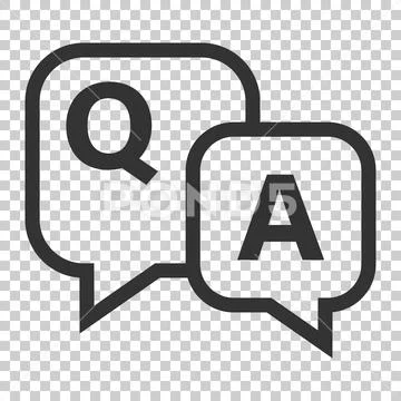 Question and answer icon in flat style. Discussion speech bubble vector illus Stock Illustration