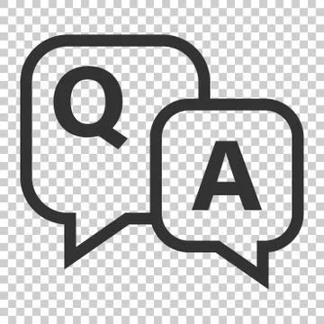 Question and answer icon in flat style. Discussion speech bubble vector illus イラスト素材