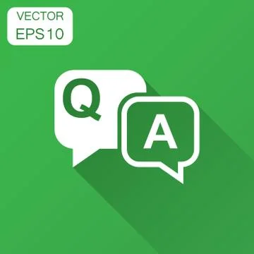 Question and answer icon in flat style. Discussion speech bubble vector illus Stock Illustration