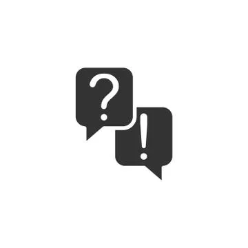 Question and answer icon in flat style. Dialog speech bubble vector illustrat Stock Illustration