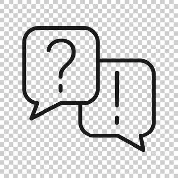 Question and answer icon in flat style. Dialog speech bubble vector illustrat Illustrazione stock