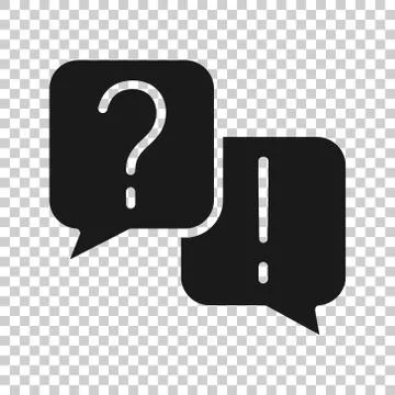 Question and answer icon in flat style. Dialog speech bubble vector illustrat Stock Illustration