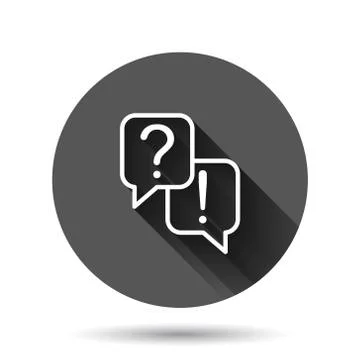 Question and answer icon in flat style. Dialog speech bubble vector illustrat Stock Illustration