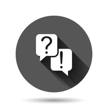 Question and answer icon in flat style. Dialog speech bubble vector illustrat Stock Illustration