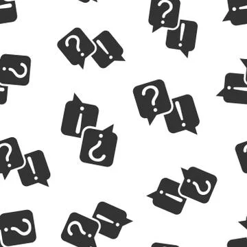Question and answer icon in flat style. Dialog speech bubble vector illustrat Illustrazione stock