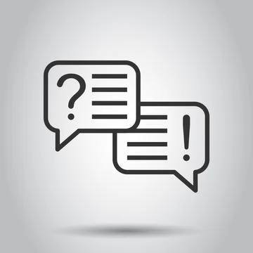 Question and answer icon in flat style. Dialog speech bubble vector illustrat Stock Illustration