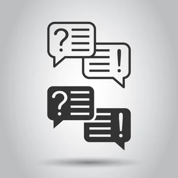 Question and answer icon in flat style. Dialog speech bubble vector illustrat Stock Illustration